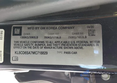 2021 Chevrolet Spark Fwd 1Lt Automatic from USA, damaged, VIN KL8CD6SA7MC718829